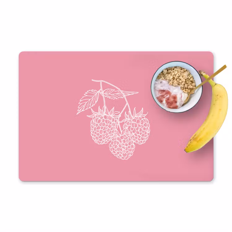 Sets de table en vinyle - Framboises - Tige - Dessinée - Rose — 1