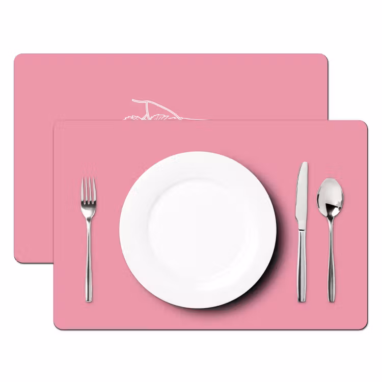 Sets de table en vinyle - Framboises - Tige - Dessinée - Rose — 2