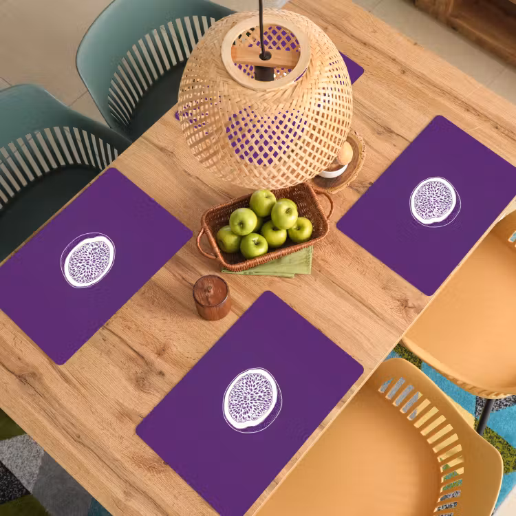 Sets de table en vinyle - Fruit de la passion - Graines - Violet - Minimaliste — 3