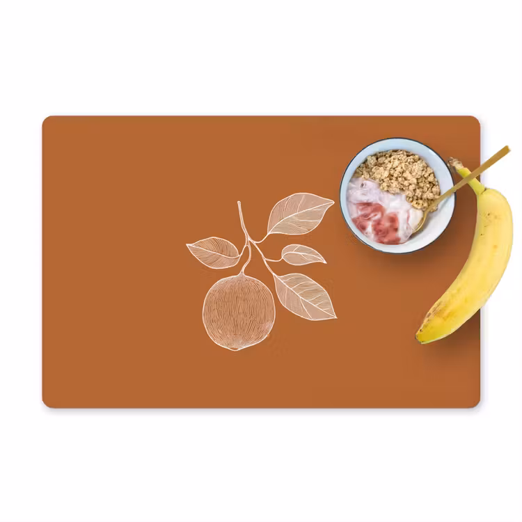 Sets de table en vinyle - Orange - Dessiné - Feuilles - Marron — 1