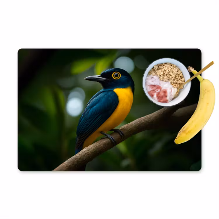 Sets de table en vinyle - Oiseau - Branche - Jaune - Feuilles — 1