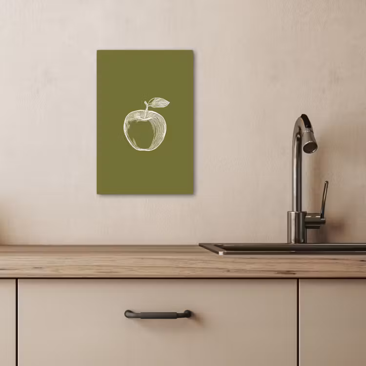 Tableau sur toile - Dessin au trait - Pomme - Vert olive - Feuille — 2