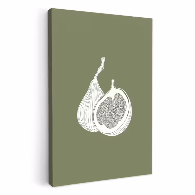 Tableau sur toile - Figues - Minimaliste - Dessiné - Vert mousse — 1