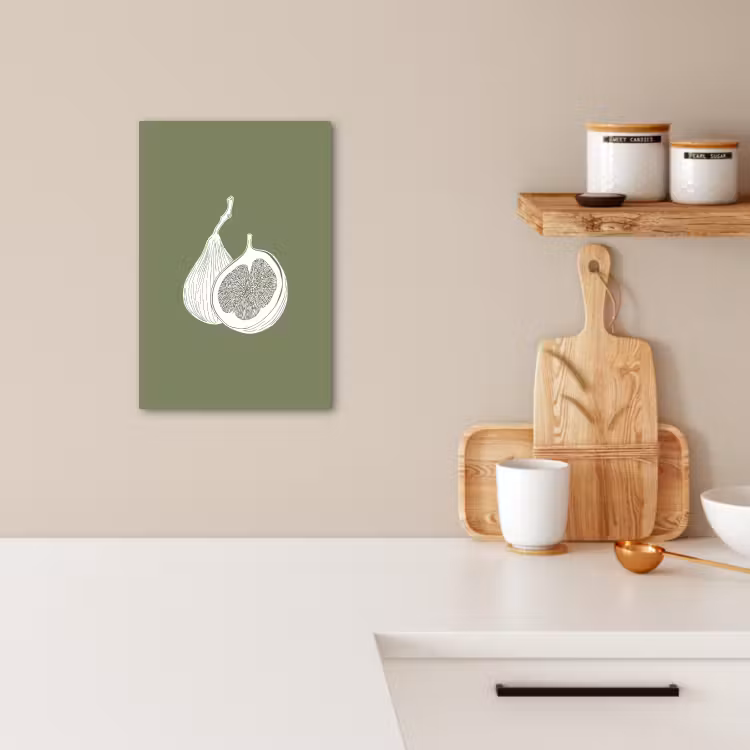 Tableau sur toile - Figues - Minimaliste - Dessiné - Vert mousse — 2