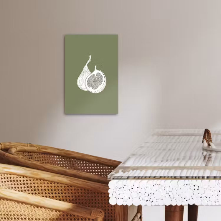 Tableau sur toile - Figues - Minimaliste - Dessiné - Vert mousse — 3