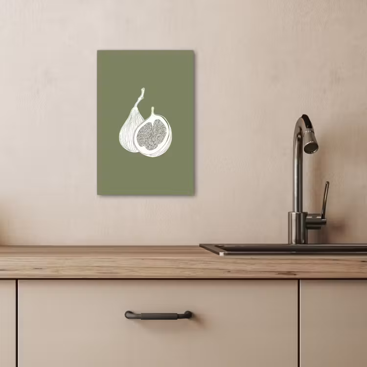 Tableau sur toile - Figues - Minimaliste - Dessiné - Vert mousse — 4