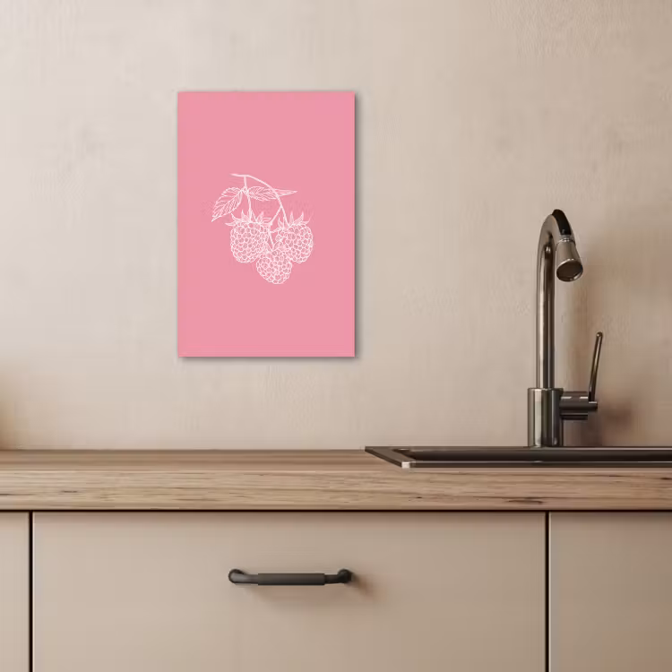 Tableau sur toile - Framboises - Tige - Dessinée - Rose — 4