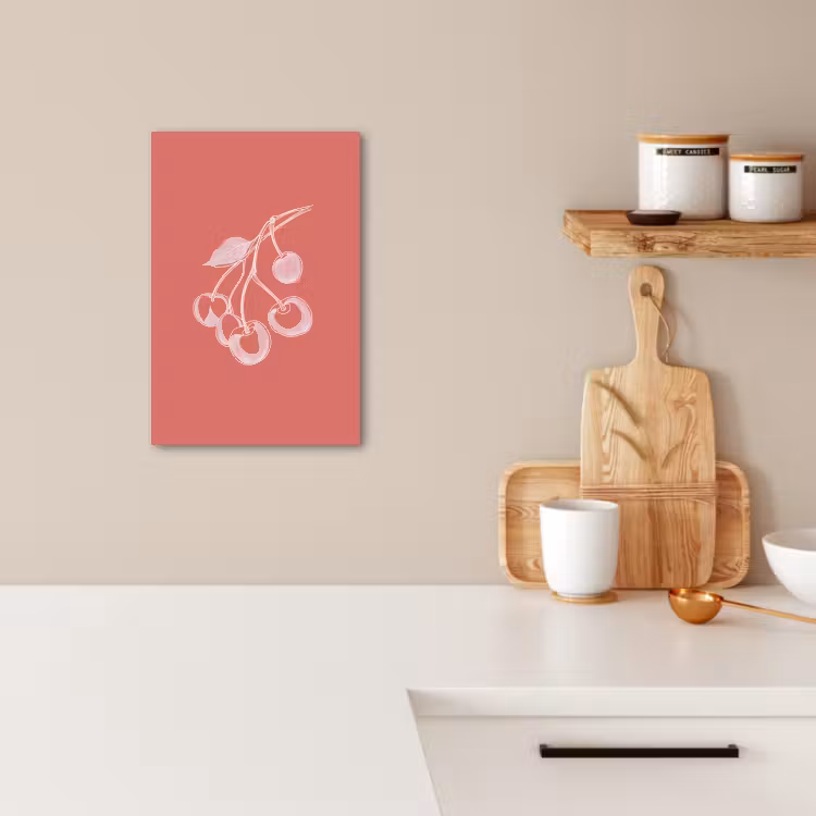 Tableau sur toile - Illustration de ligne - Cerisier - Branche - Blanc — 1