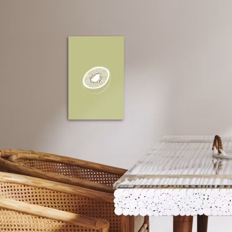 Tableau sur toile - Kiwi - Dessin au trait - Minimaliste - Vert — 1