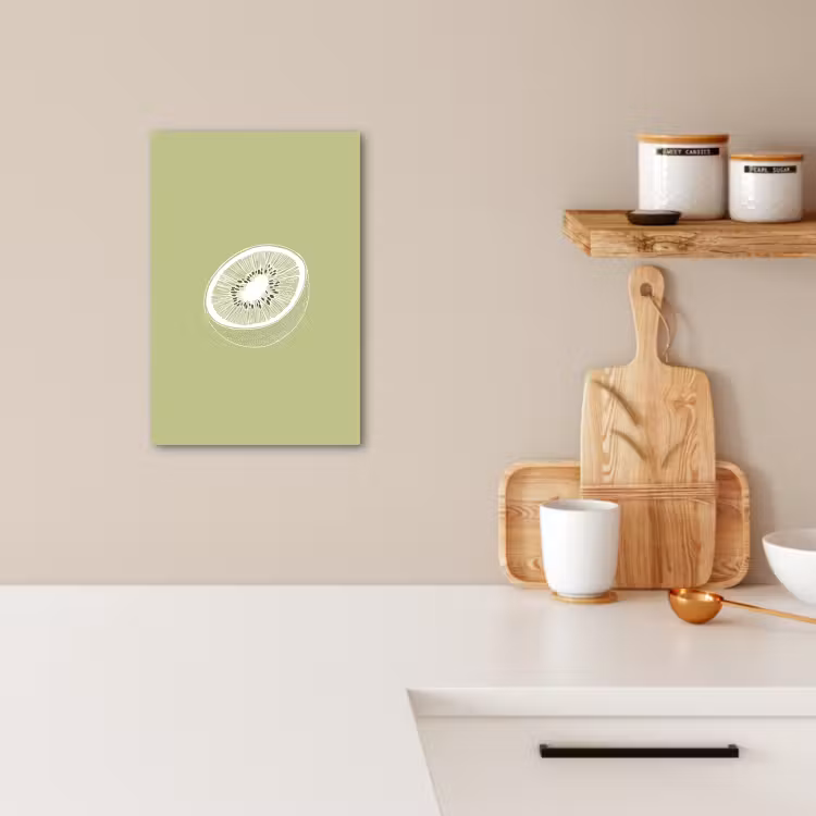 Tableau sur toile - Kiwi - Dessin au trait - Minimaliste - Vert — 2