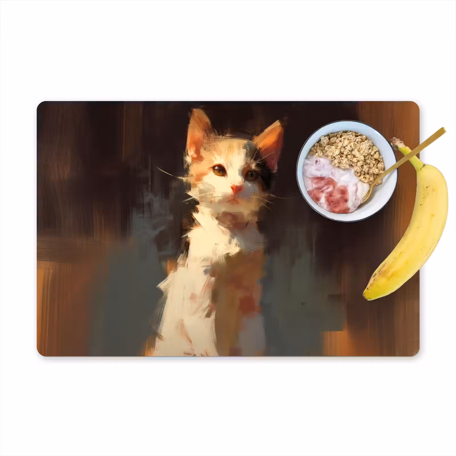 Sets de table en vinyle - Chat - Peint - Artistique - Blanc — 1