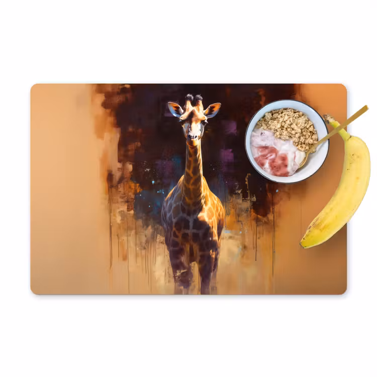 Sets de table en vinyle - Girafe - Marron - Abstrait - Peint — 1