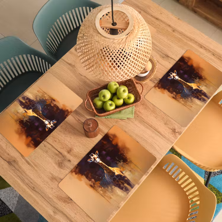 Sets de table en vinyle - Girafe - Marron - Abstrait - Peint — 3