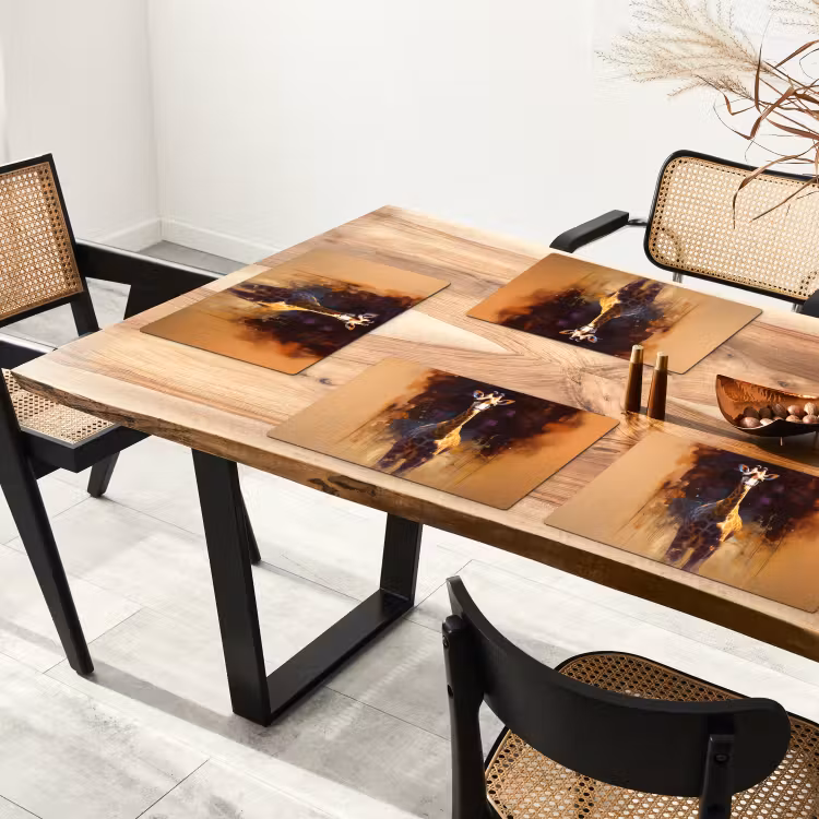 Sets de table en vinyle - Girafe - Marron - Abstrait - Peint — 4