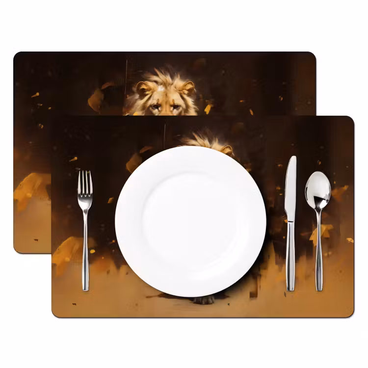 Sets de table en vinyle - Lion - Peint - Abstrait - Or — 2