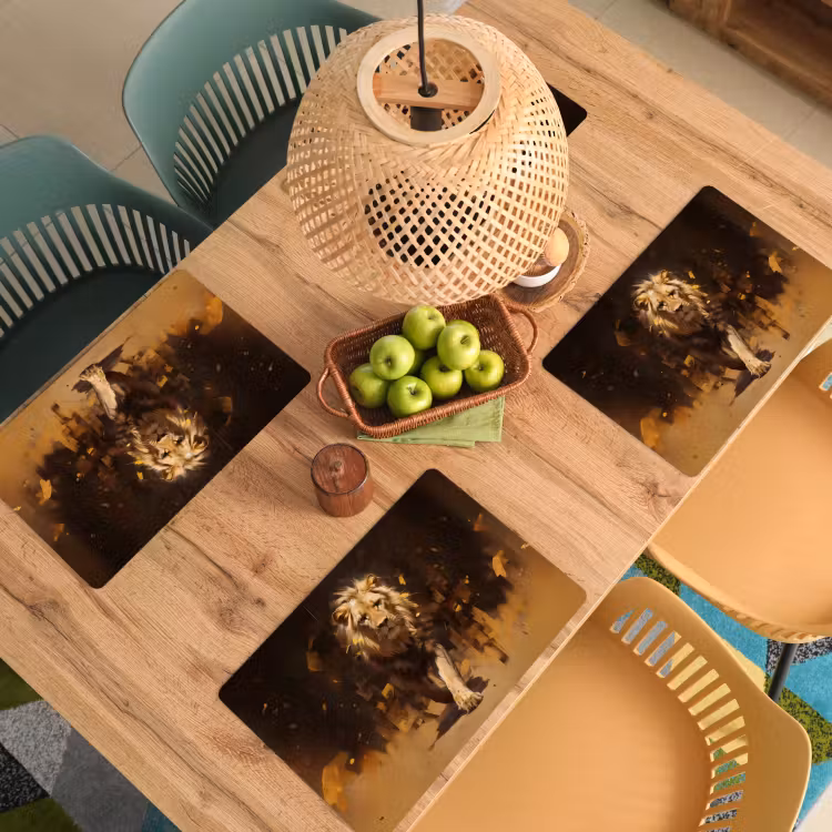 Sets de table en vinyle - Lion - Peint - Abstrait - Or — 3
