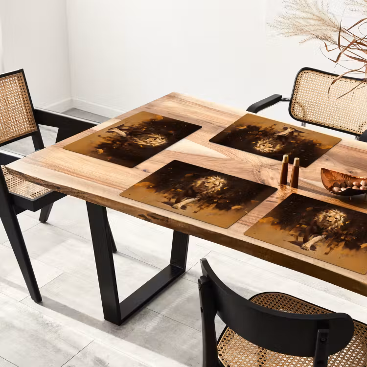 Sets de table en vinyle - Lion - Peint - Abstrait - Or — 4