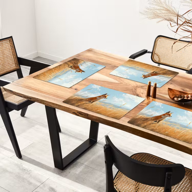 Sets de table en vinyle - Renard - Herbe - Nuages - Orange — 4