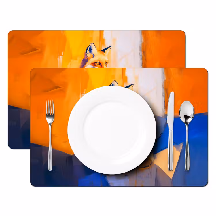 Sets de table en vinyle - Renard - Orange - Formes - Abstrait — 2