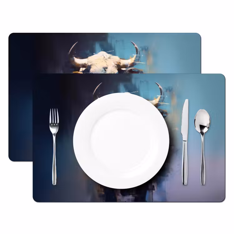 Sets de table en vinyle - Taureau - Noir - Abstrait - Cornes — 2