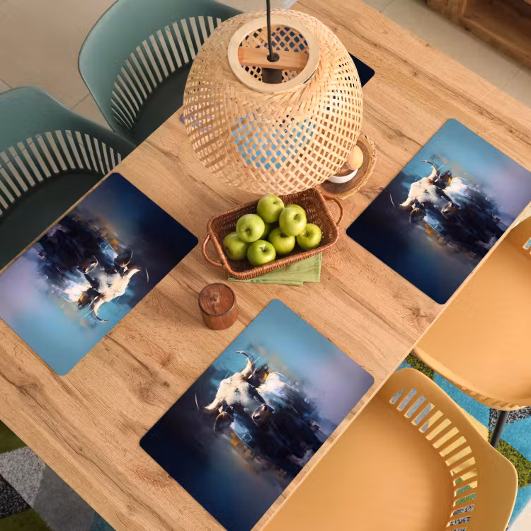 Sets de table en vinyle - Taureau - Noir - Abstrait - Cornes — 3