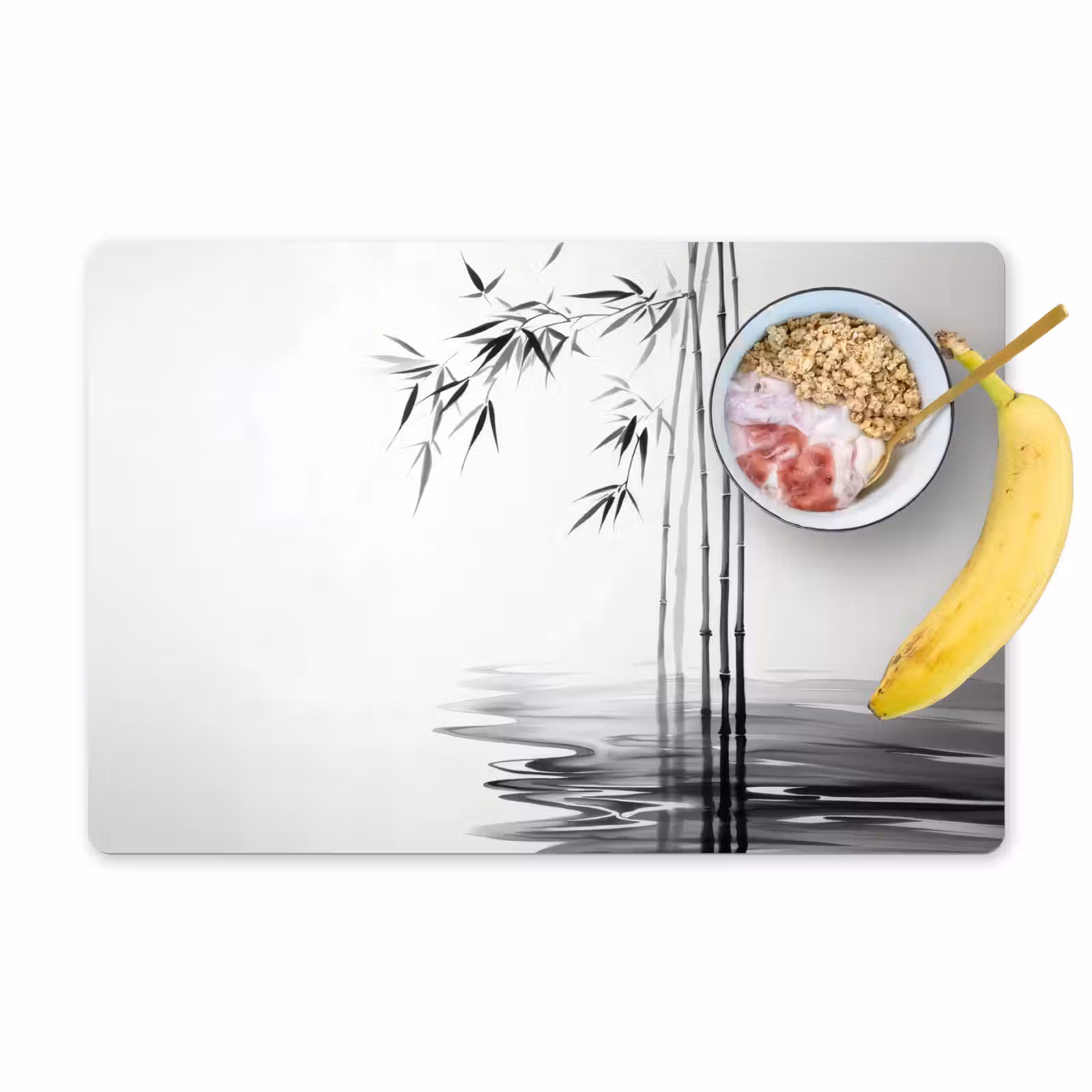 Sets de table en vinyle - Bûches en bambou - Eau - Minimaliste - Blanc — 1