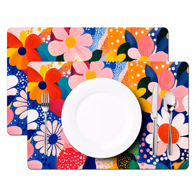 Sets de table en vinyle - Fleurs - Colorées - Points — 2