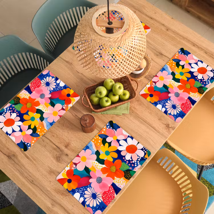 Sets de table en vinyle - Fleurs - Colorées - Points — 3