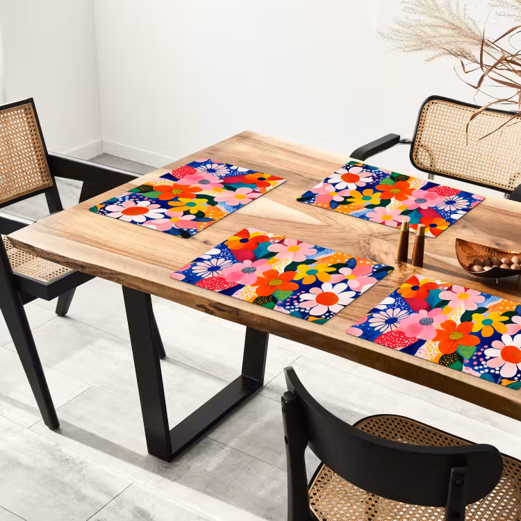 Sets de table en vinyle - Fleurs - Colorées - Points — 4
