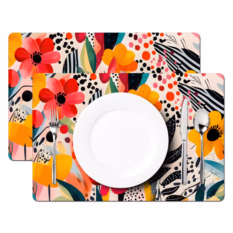 Sets de table en vinyle - Fleurs - Feuilles - Abstrait - Coloré — 2