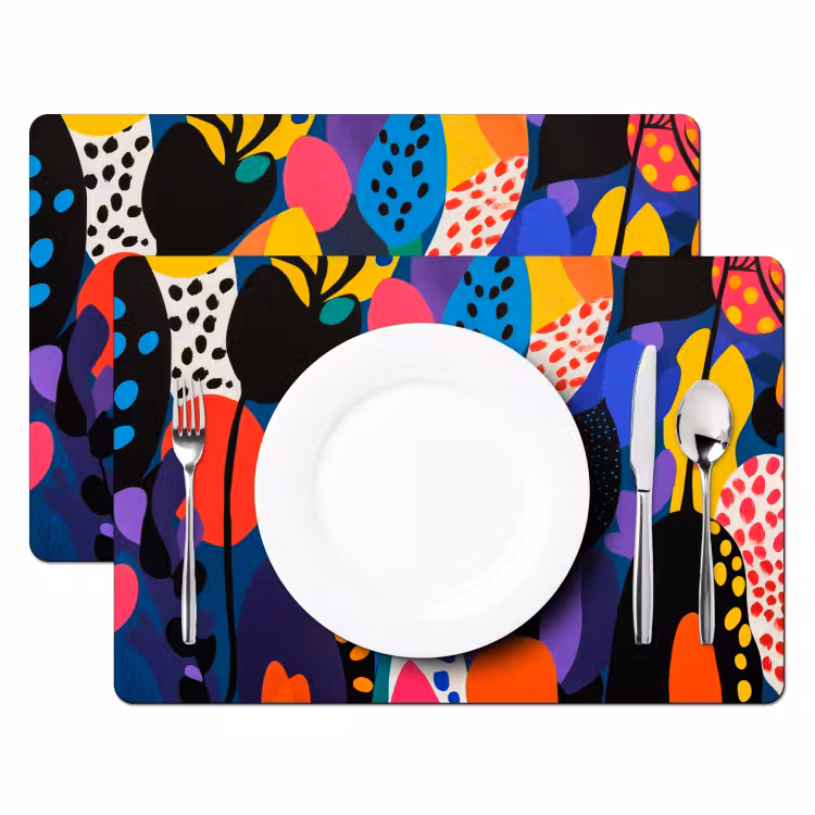 Sets de table en vinyle - Fleurs - Feuilles - Abstrait - Rouge — 2