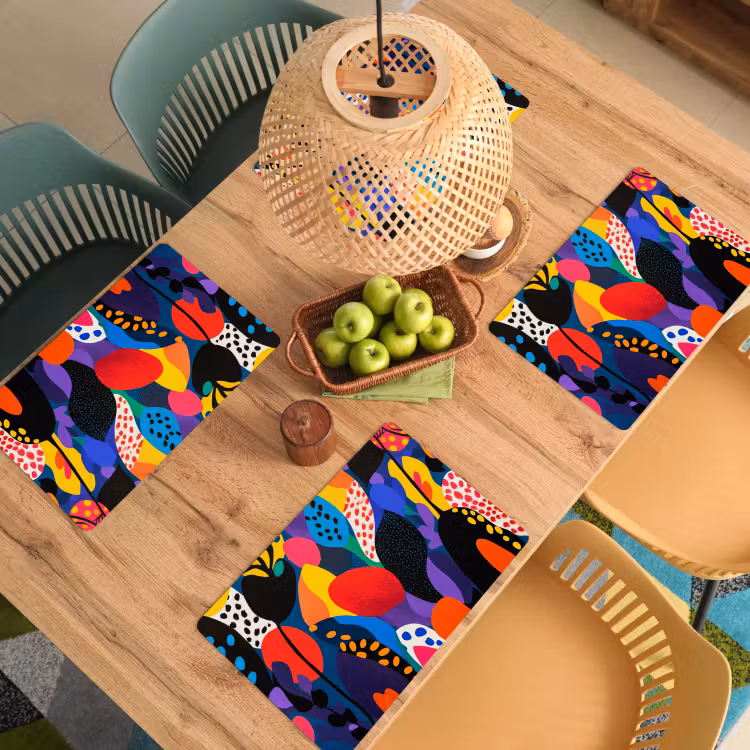 Sets de table en vinyle - Fleurs - Feuilles - Abstrait - Rouge — 3