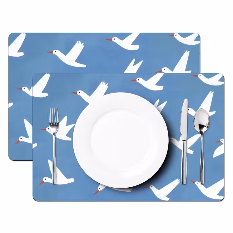 Sets de table en vinyle - Oiseaux - Blanc - Motif — 2