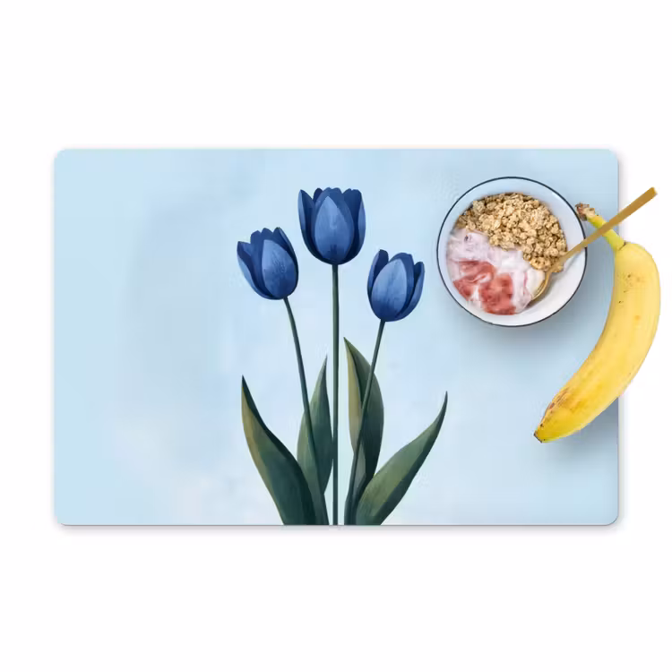 Sets de table en vinyle - Tulipes - Bleu - Feuilles — 1