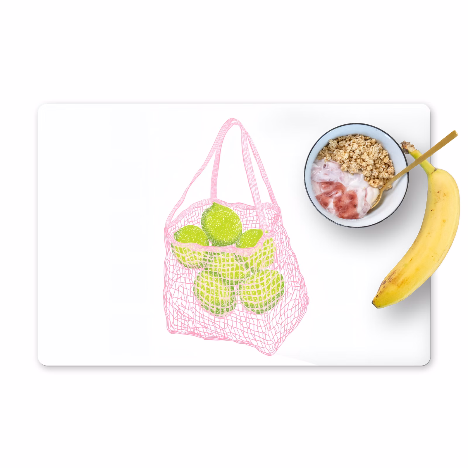 Sets de table en vinyle - Sac en filet - Rose - Illustration - Limes — 1