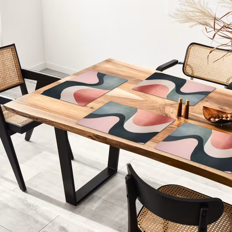 Sets de table en vinyle - Abstrait - Vagues - Élégant - Rose — 4