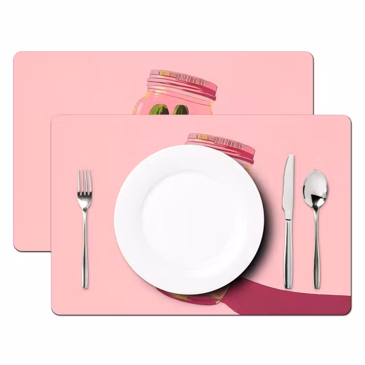 Sets de table en vinyle - Cornichons - Pot - Teinte - Rose — 2