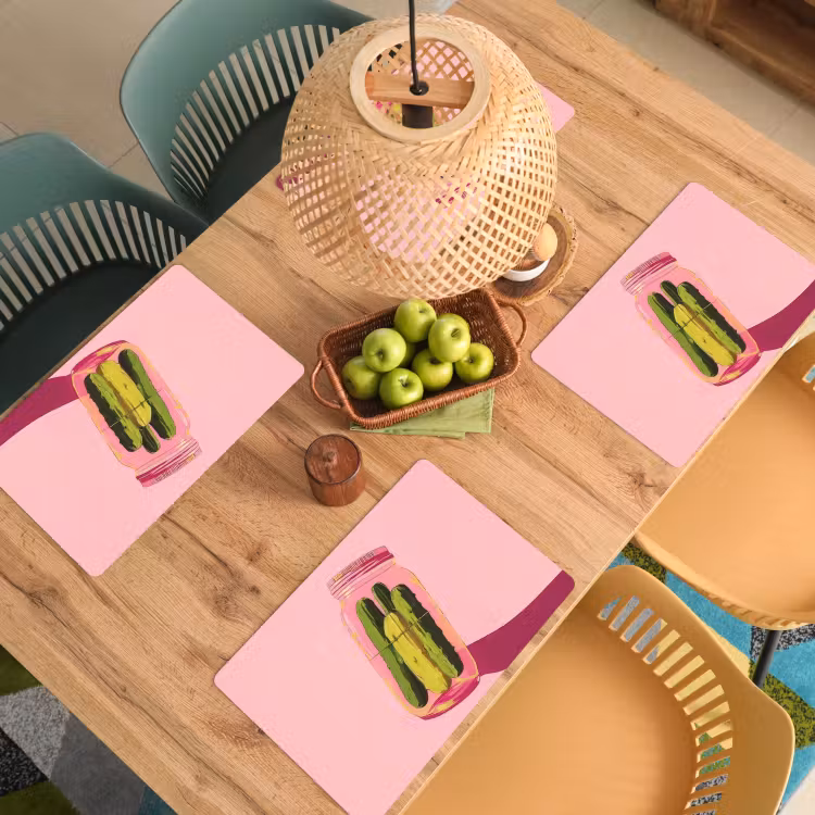 Sets de table en vinyle - Cornichons - Pot - Teinte - Rose — 3