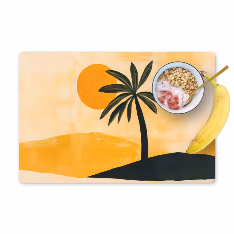 Sets de table en vinyle - Illustration - Palmier - Soleil - Collines — 1
