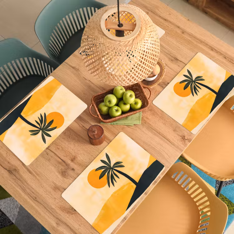 Sets de table en vinyle - Illustration - Palmier - Soleil - Collines — 3