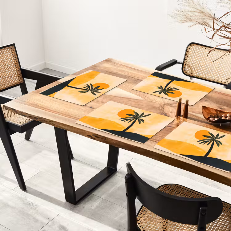 Sets de table en vinyle - Illustration - Palmier - Soleil - Collines — 4
