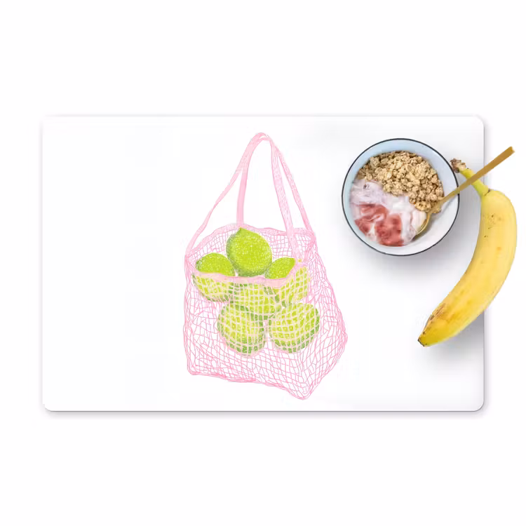 Sets de table en vinyle - Sac en filet - Rose - Illustration - Limes — 1