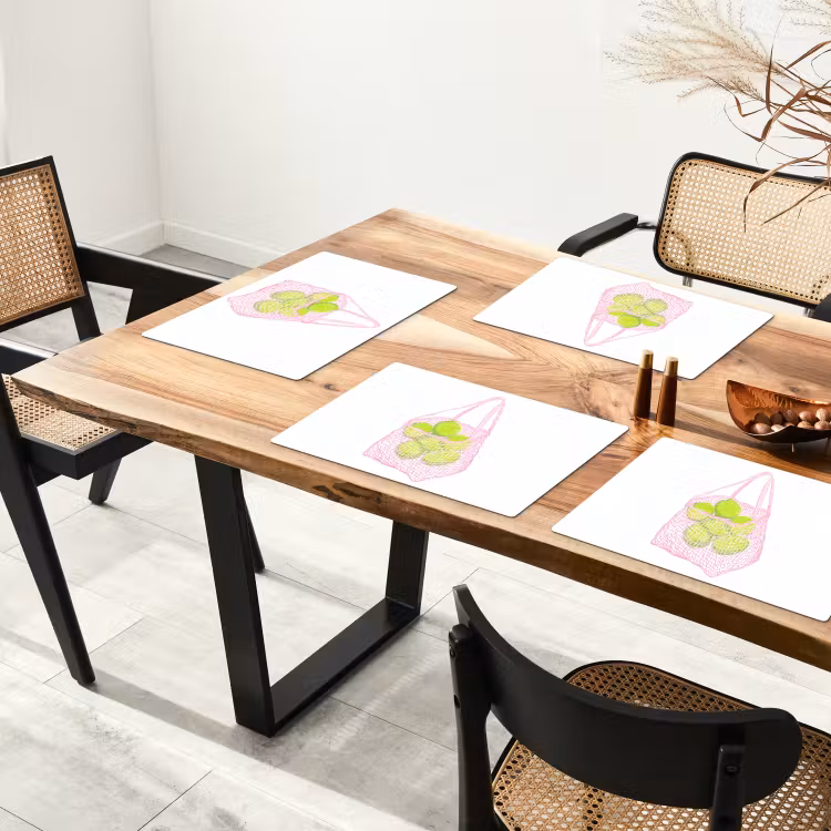 Sets de table en vinyle - Sac en filet - Rose - Illustration - Limes — 4