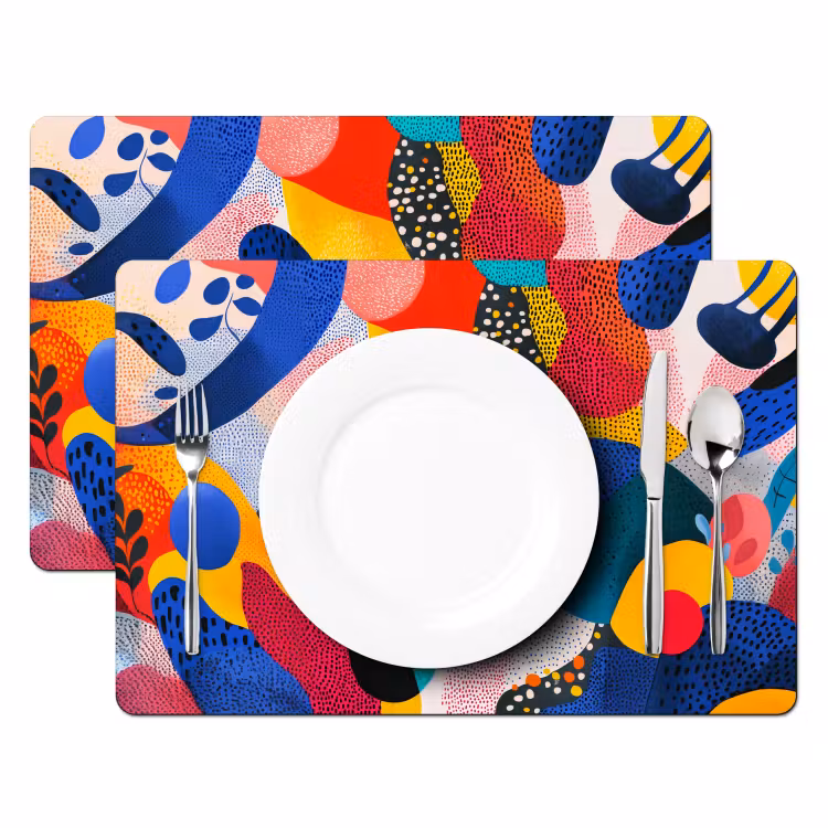 Sets de table en vinyle - Formes - Abstrait - Points - Bleu — 2