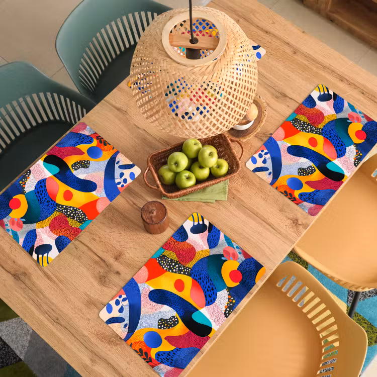 Sets de table en vinyle - Formes - Abstrait - Points - Bleu — 3