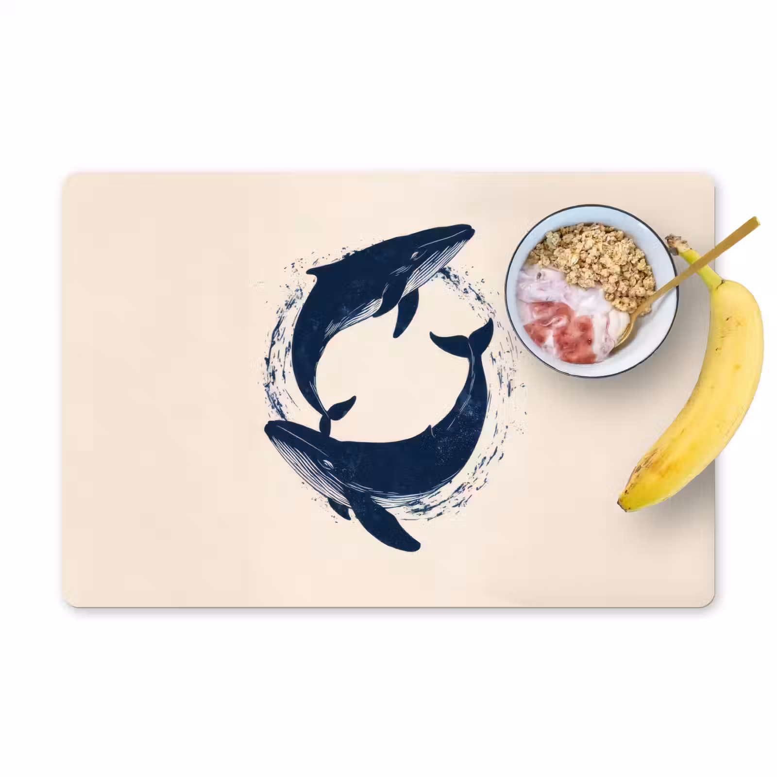 Sets de table en vinyle - Baleines - Éclaboussures - Cercle - Bleu foncé — 1