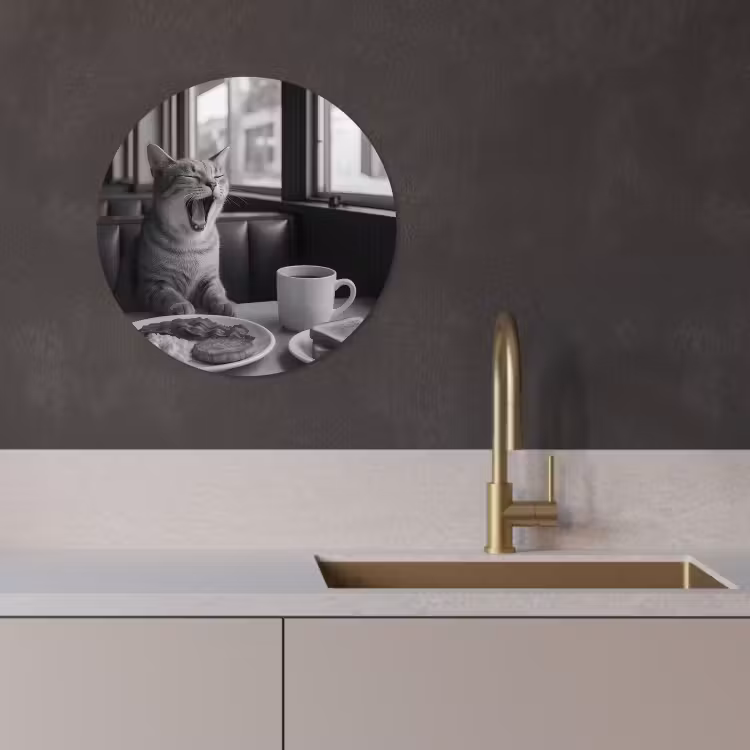 Tableau rond - Chat - Café - Pain - Noir — 3