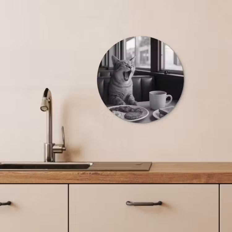Tableau rond - Chat - Café - Pain - Noir — 4