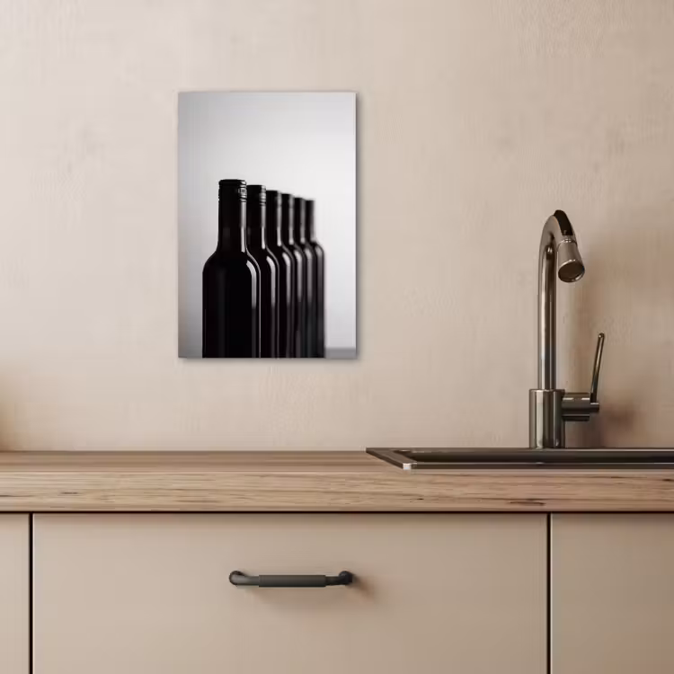 Tableau sur toile - Bouteilles de vin - Noir - Minimaliste — 3
