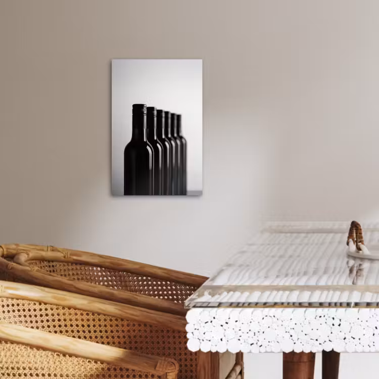 Tableau sur toile - Bouteilles de vin - Noir - Minimaliste — 4